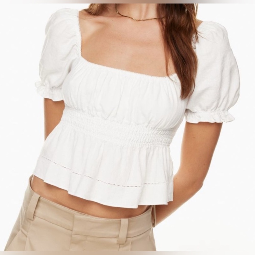 Sunday Best Janis pink linen blend top, medium